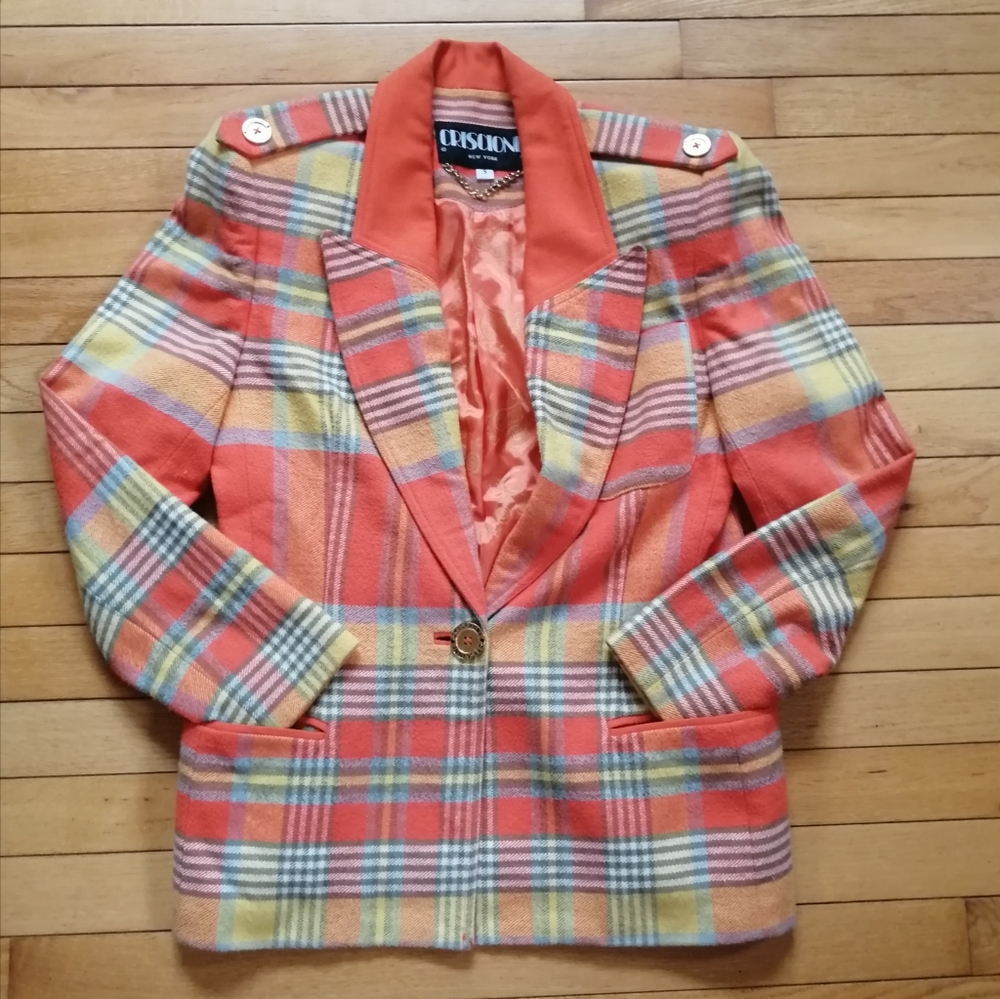 Vintage Criscione Plaid Blazer - Picture 1 of 8
